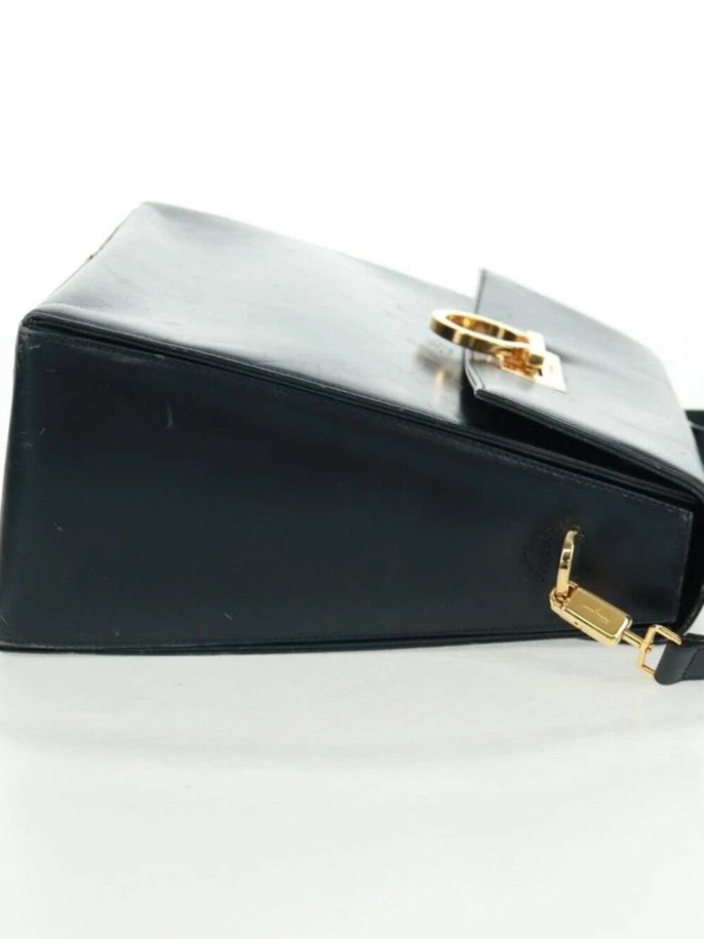 Salvatore Ferragamo Gancini Hand Bag Leather 2way Navy Gold - Picture 5 of 16